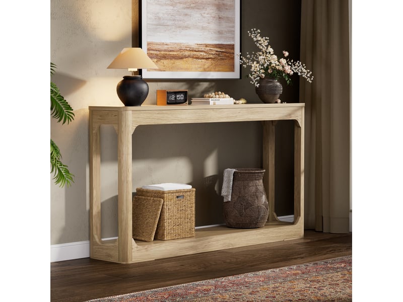Console 140x30x79 cm en mdf avec rangement naturel chicfurn - Conforama C