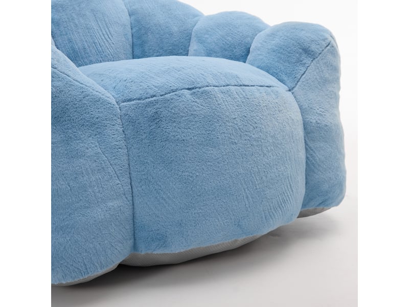  Fauteuil lotus 111x101x68 cm, assise adulte, tissu à poils courts, sans montage, facile à déplacer, bleu  - Conforama E