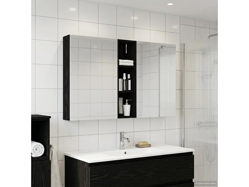 Ensemble de meubles de salle de bain 3 pcs 120x14.5x70 cm shl6170  - Conforama D