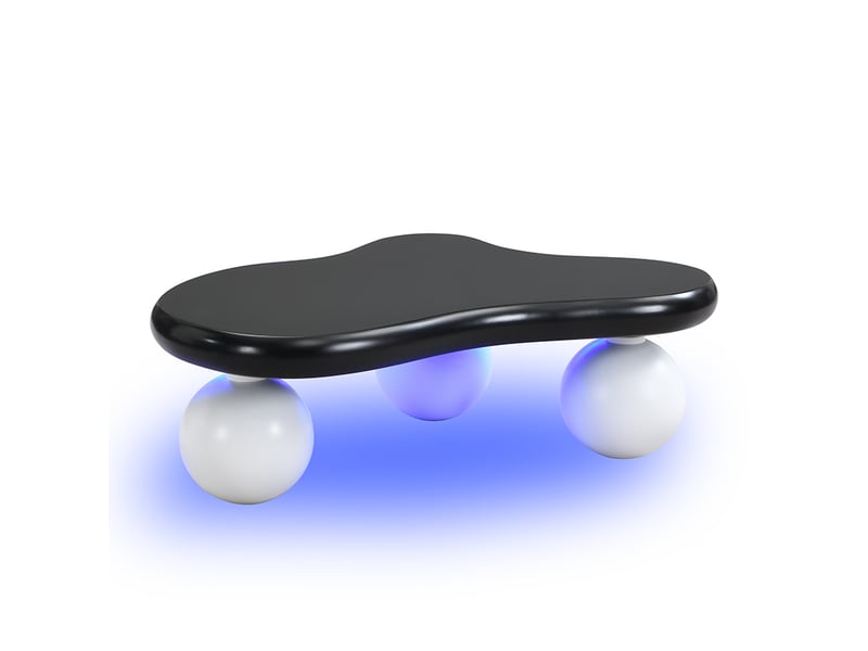 Table basse forme nuage avec led 16 couleurs, table de salon design créatif en mdf, noir et blanc, 95x62.5x32 cm - Conforama R