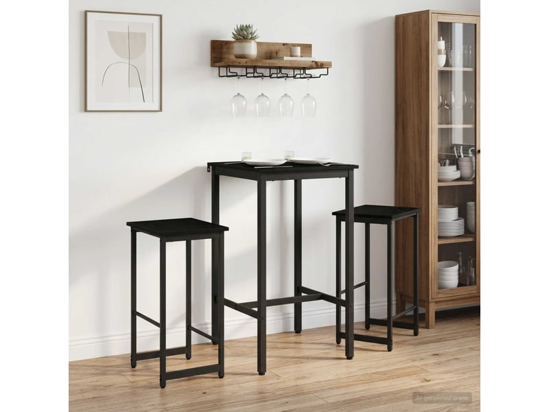  Lot de 2 tabouret de bar, chaise de bar chêne noir 40x32x64 cm shl55059  - Conforama B