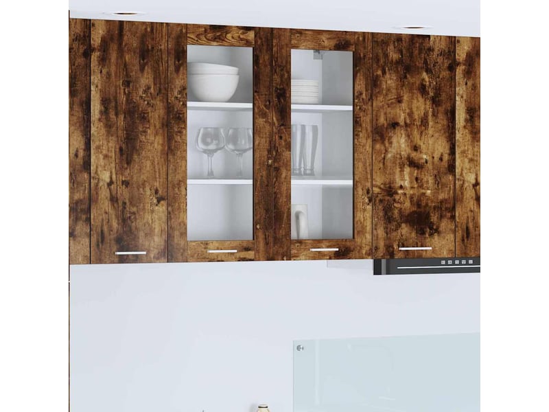 Meuble de rangement, armoire suspendue chêne fumé 80x31x80cm bois d'ingénierie shl2538 - Conforama B