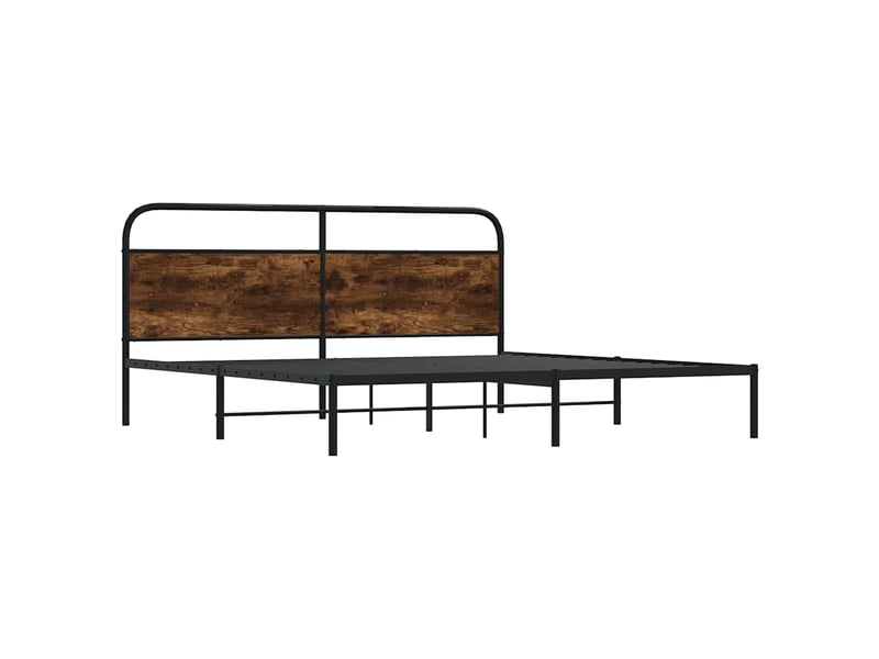  Lit double- lit adulte -  cadre de lit en métal sans matelas chêne fumé 200x200 cm  - Conforama B