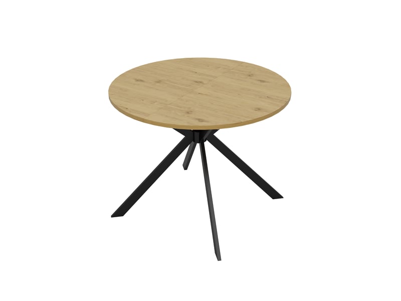  Table à manger extensible rondeovale couleur bois, 100/140 x 100 cm, 4–6 places  - Conforama D
