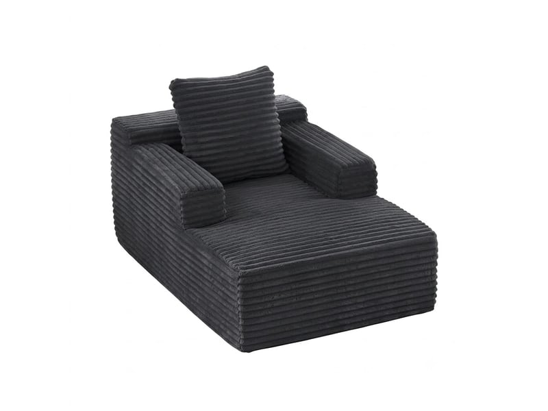  Chaise longue canapé en velours côtelé - méridienne confortable sans montage fauteuil relax de salon et bureau 1 place - gris foncé  - Conforama A