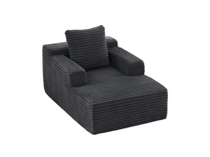 Chaise longue canapé en velours côtelé - méridienne confortable sans montage fauteuil relax de salon et bureau 1 place - gris foncé