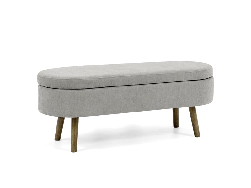  Banc de rangement 110x40x42 cm gris en chenille, coffre 20 l avec couvercle hydraulique pour entrée  - Conforama D