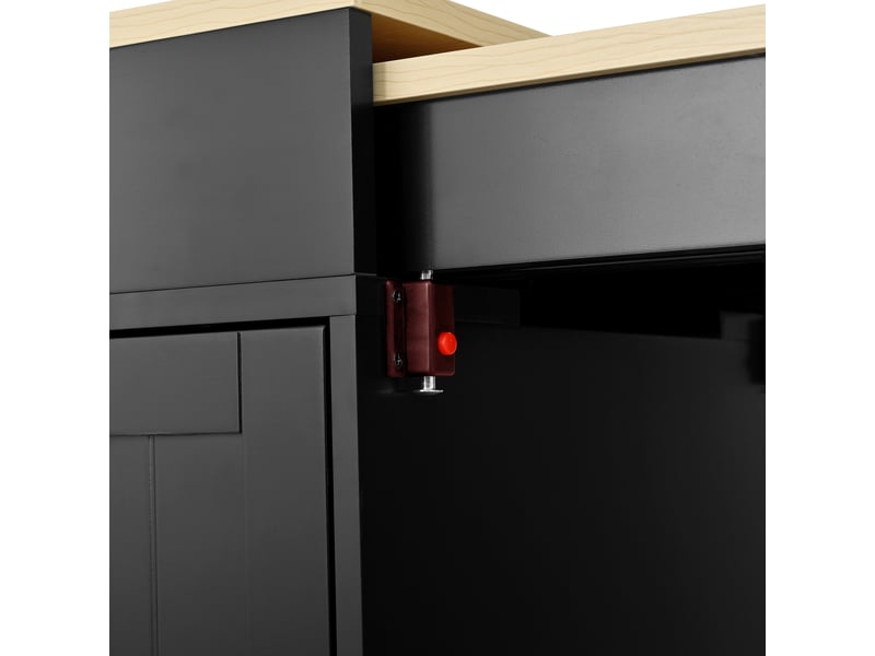 Îlot de cuisine sur roulettes avec espace repas extensible, desserte de cuisine noire avec étagère à épices et tiroirs  - Conforama W