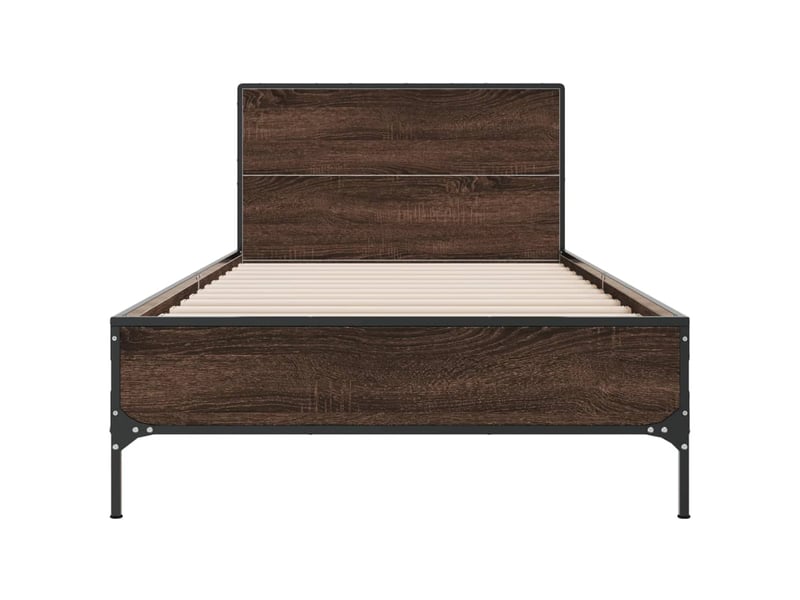  Lit simple- lit adulte -  cadre de lit sans matelas chêne marron 90x190 cm  - Conforama C