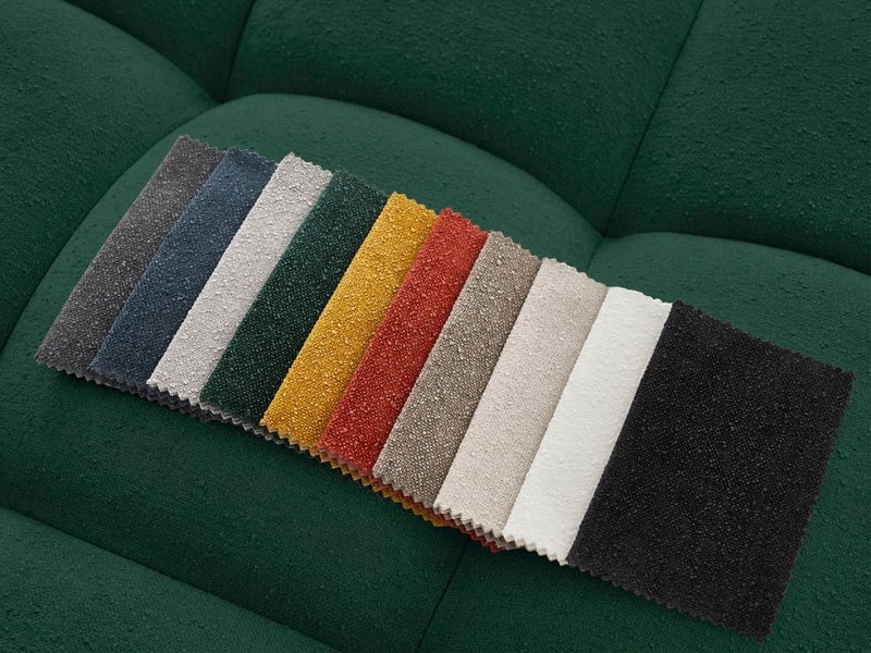  Bobochic canapé droit fixe 3 places everest tissu texturé avec pouf vert EVEREST - Conforama C