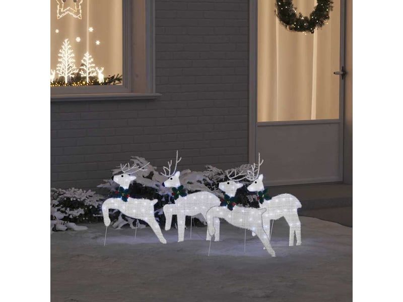  Lot de 4 rennes led, éclairage de noël, décoration de noël argenté 45 x 19 x 65 cm tissu cf62085  - Conforama B