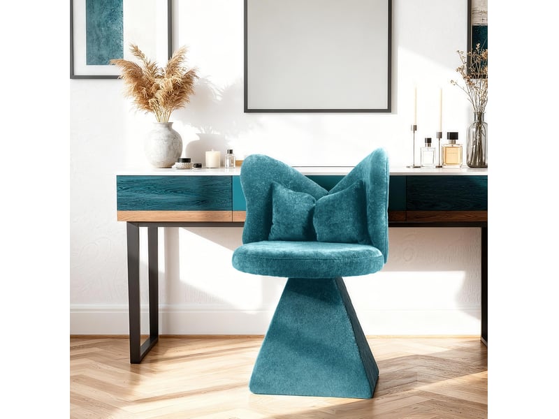 Chaise d'appoint avec dossier papillon, fauteuil pivotant, pour salon, chambre et chambre d'accueil, couleur bleu - Conforama B