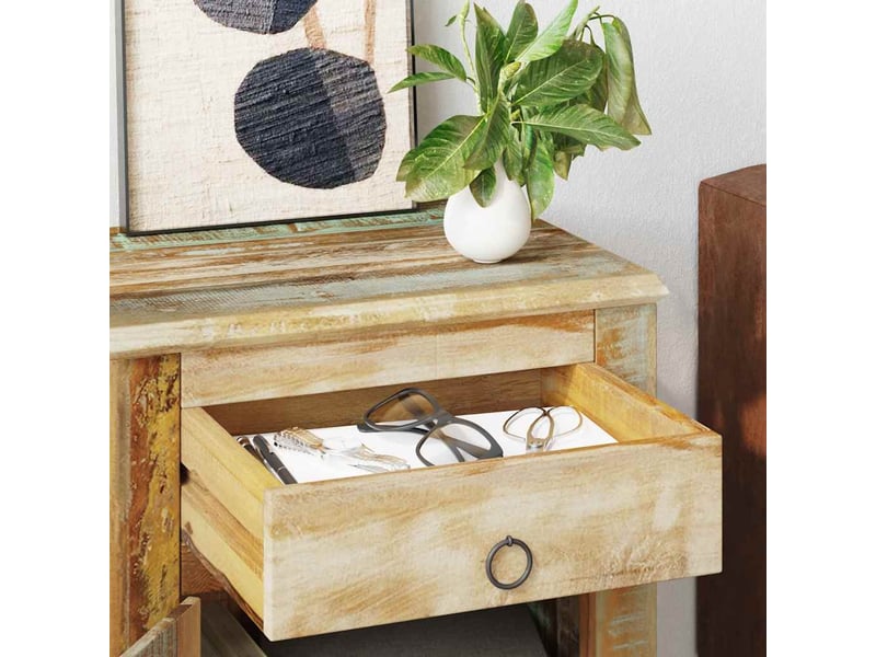  Table de chevet avec 1 tiroir et 1 porte bois de récupération  - Conforama D