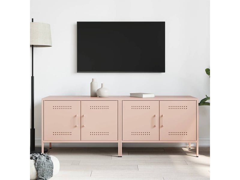  Lot de 2 meuble tv bas salon rose 68x39x50,5 cm acier shl58778  - Conforama C