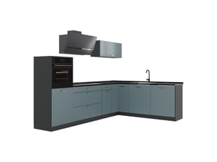 Vicco cuisine en angle, bleu-grisanthracite, 287 x cm plan de travail anthracite
