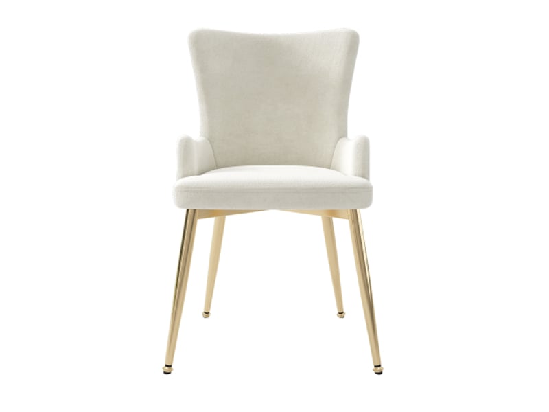  Lot de 6 chaises de salle à manger, chaise beige, tissu en velours, quatre pieds en métal doré  - Conforama E