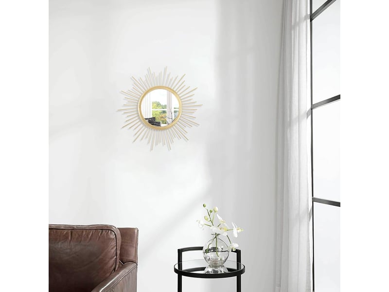  Miroir mural tournesol en fer forgé – miroir mural de style européen – idéal pour la décoration murale du salon et du bureau – 30 cm  - Conforama D