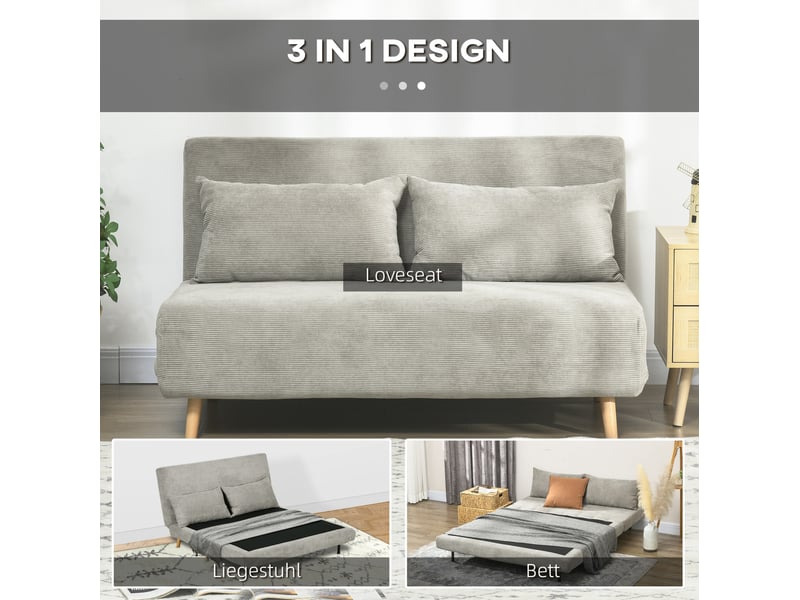  Canapé-lit modenvie 2 places convertible gris 141 x 90 x 81 cm aspect velours  - Conforama D