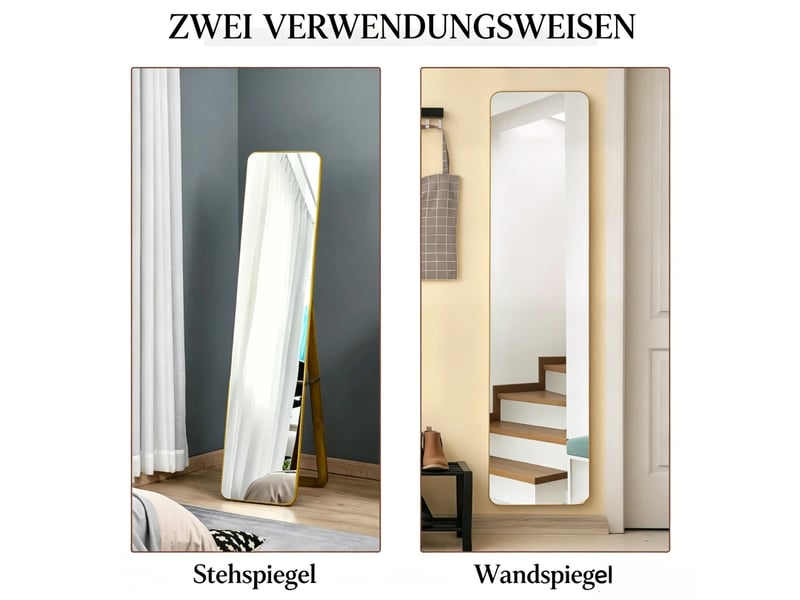  Miroir sur pied 37x43x156 cm rectangulaire bois noyer clair  - Conforama D