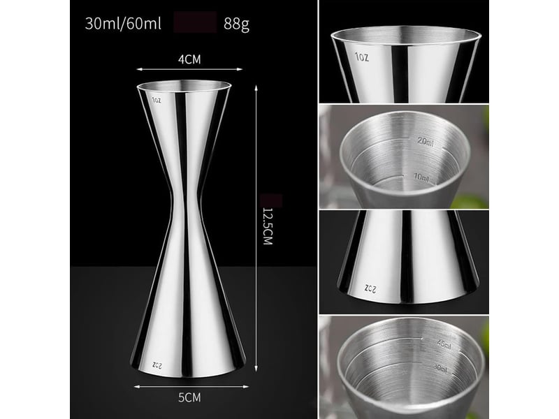  Doseur à cocktail (3060 ml) en acier inoxydable 304 avec balance intégrée, double doseur pour spiritueux, pour barman professionnel GTR03824 - Conforama B