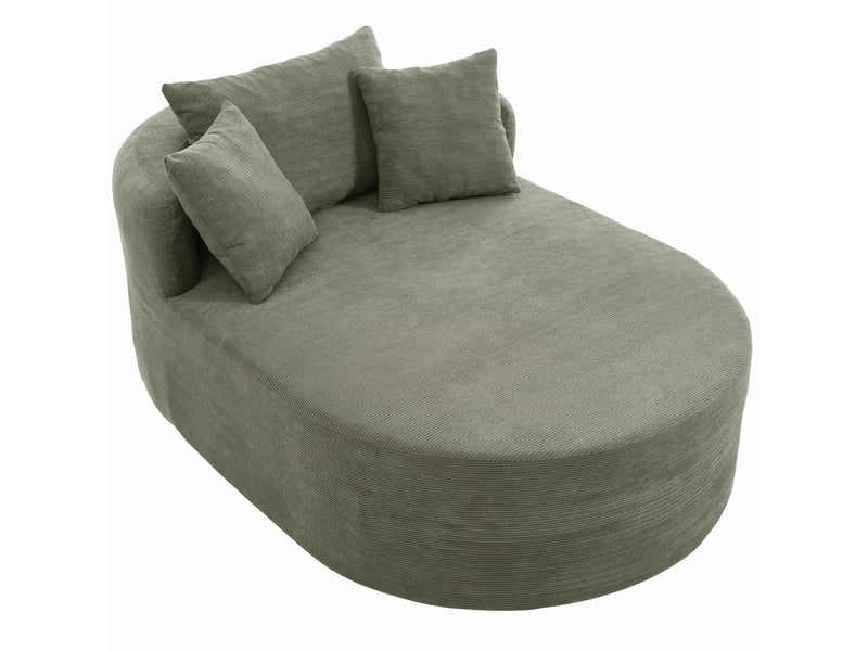  Canapé relax ovale compressé 1 place, 170x112,5x83 cm, fauteuil lounge à assise extra profonde 122 cm, sans montage, velours côtelé - vert  - Conforama A