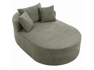 Canapé relax ovale compressé 1 place, 170x112,5x83 cm, fauteuil lounge à assise extra profonde 122 cm, sans montage, velours côtelé - vert