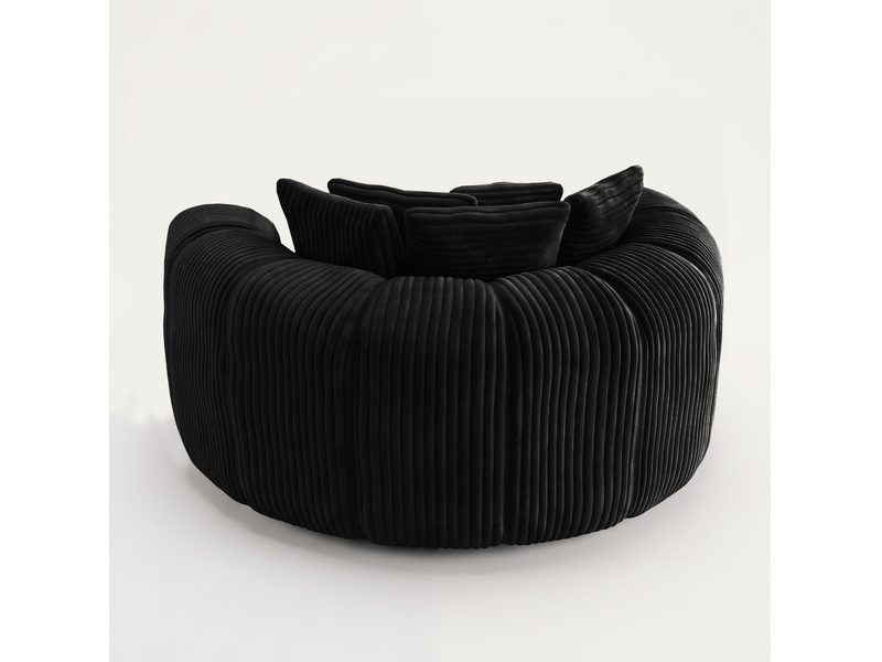 Fauteuil lounge 1 place en velours côtelé noir, 5 coussins et assise profonde pour vos moments de détente - Conforama A
