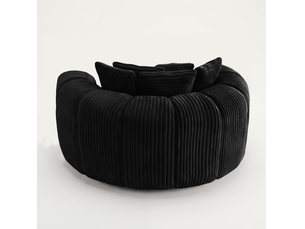 Fauteuil lounge 1 place en velours côtelé noir, 5 coussins et assise profonde pour vos moments de détente