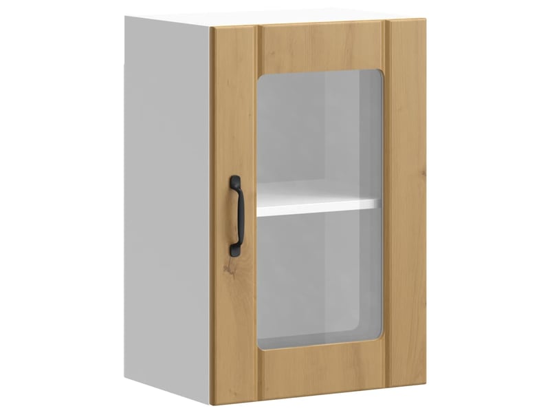  Meuble de rangement, armoire murale de cuisine porte en verre lucca chêne artisanal  - Conforama A