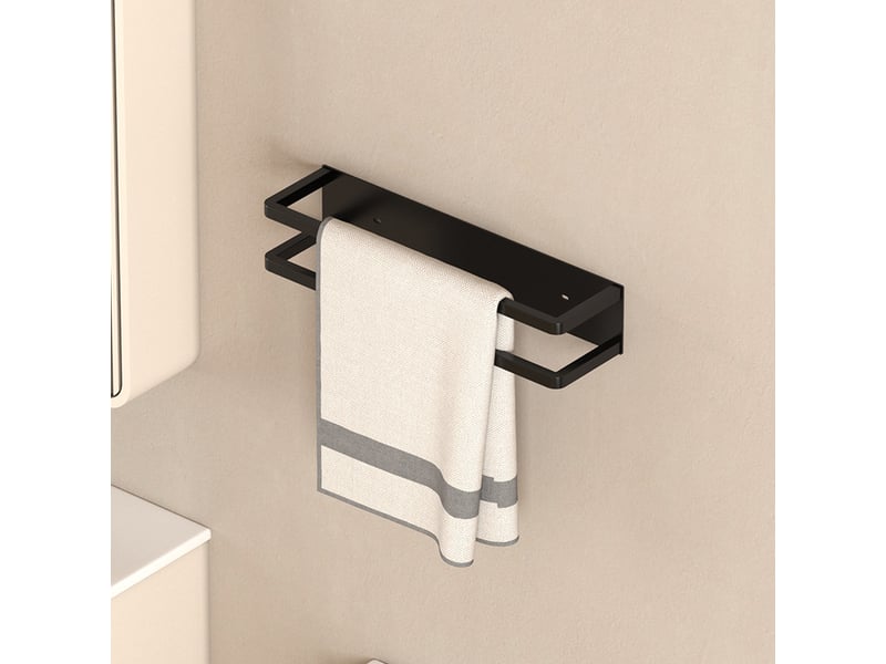  Porte-serviettes de salle de bain - barre porte-serviettes en fer noir - porte-serviettes de 40 cm - convient pour la salle de bain et la chambre  - Conforama C