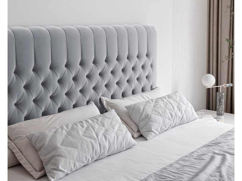  Lit adulte alba - 160x200 cm - matelas ressorts + surmatelas - coffre de rangement - velours doux hydrofuge gris ALBA - Conforama D