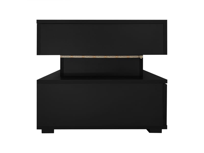 Table basse relevable hydraulique avec 2 tiroirs led pour salon en panneaux de particules 100×50×44 cm noire - Conforama D
