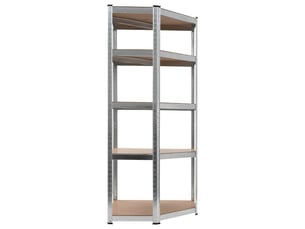 Étagère d'angle, armoire de rangement à 5 niveaux argenté acier et bois d'ingénierie cf41361