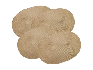 Zvd lot de 4 sets de table ovales en toile de jute beige(3045cm)