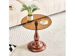 Table basse rond(e) coloris marron <strong>CRAVDOM</strong> <strong></strong> - 50 cmx50 cm