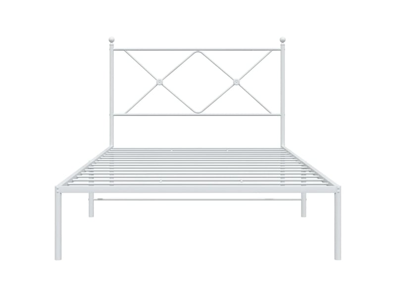  Lit simple- lit adulte -  cadre de lit métal sans matelas et tête de lit blanc 100x200 cm  - Conforama C