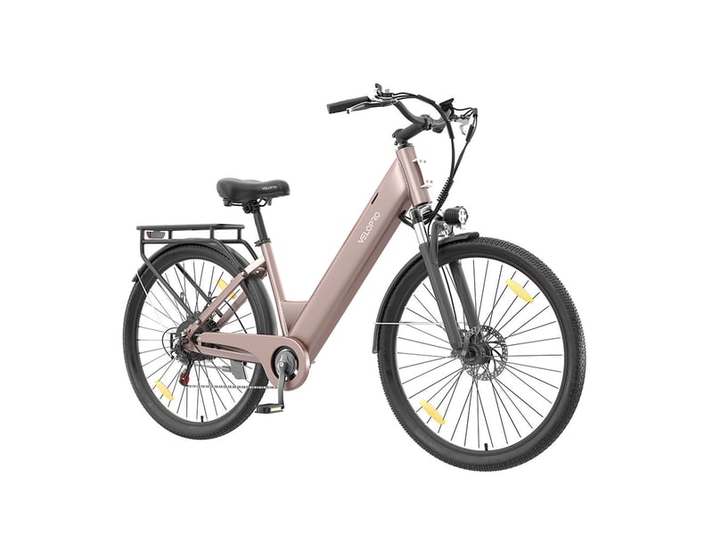 Velopro c1 vélo électrique 250w 36v 13ah 27.5*1.95 cadre ouvert adulte vélo de ville pour trajets quotidiens avec porte-bagons arrière écran lcd couleur capteur de vitesse frein à disque mécanique 7 vitesses 25kmh - Conforama D