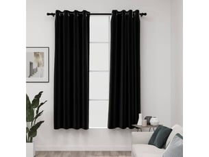 Lot de 2 rideaux occultants, rideaux black-out aspect de lin anthracite 140x175 cm cf44503