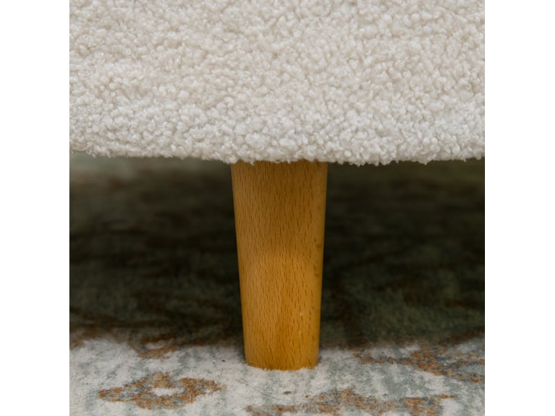  Pouf de rangement rond 56 x 56 x 42 cm blanc en polyester, couvercle rabattable, salon ou chambre  - Conforama E