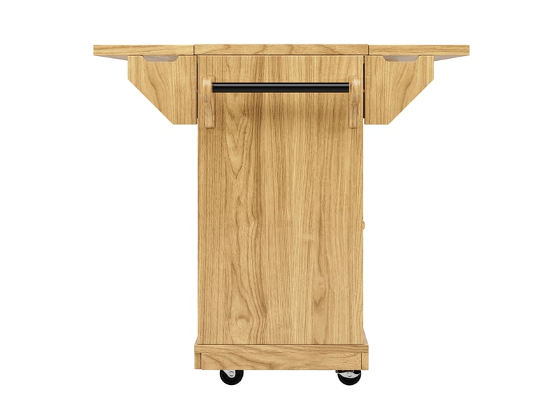  Desserte de cuisine mobile 142,5 x 80 x 95 cm coloris bois clair mdf, plateaux pliants et rangements  - Conforama E