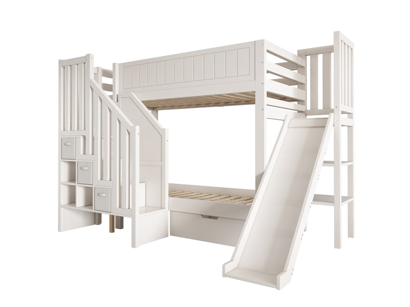  Lit superposé 90 x 200 cm avec glissière et rangement  - Conforama W