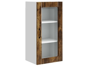 Meuble mural de cuisine, cabinet en verre mural chêne fumé 40x31x80cm shl5850