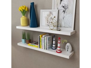 Lot de 2 étagères murales mdf blanc rangement de livresdvd cf40927