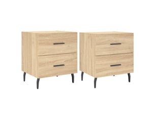 Vidaxl tables de chevet 2pcs chêne sonoma bois fer table de nuit 40x35x47cm chambre salon