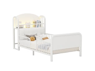 Lit avec rangement 90x200 cm MODENVIE coloris blanc