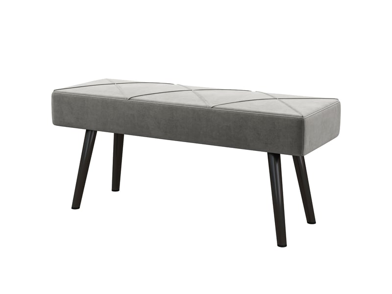  Banquette capitonnée, banquette de lit, aspect velours, 100 x 36 x 45 cm, gris  - Conforama B
