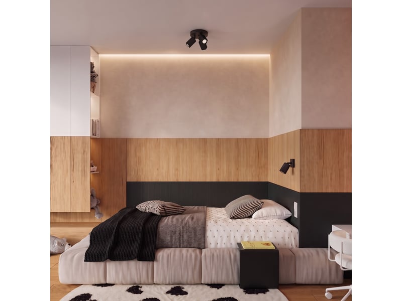  Applique rayo noire avec interrupteur aluminium moderne 16x8x16cm SL.3161 - Conforama B