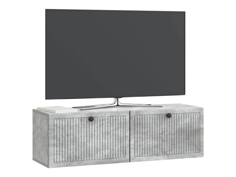  Meuble tv - banc tv - meuble de rangement mural gris béton 98 x 31 x 30 cm bois d'ingénierie  - Conforama C
