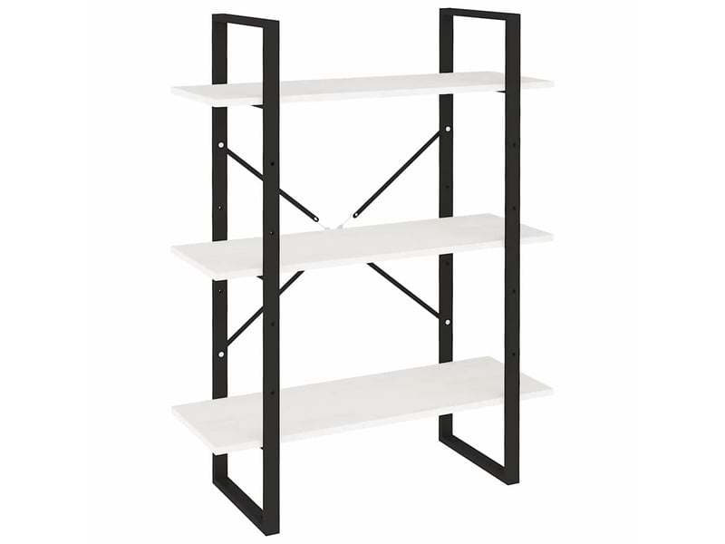  Bibliothèque à 3 niveaux, armoire à livres blanc 80x30x105 cm bois de pin massif  - Conforama A