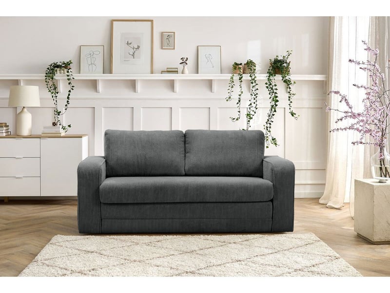  Bobochic canapé droit convertible déplimousse come velours côtelé gris foncé COME - Conforama C